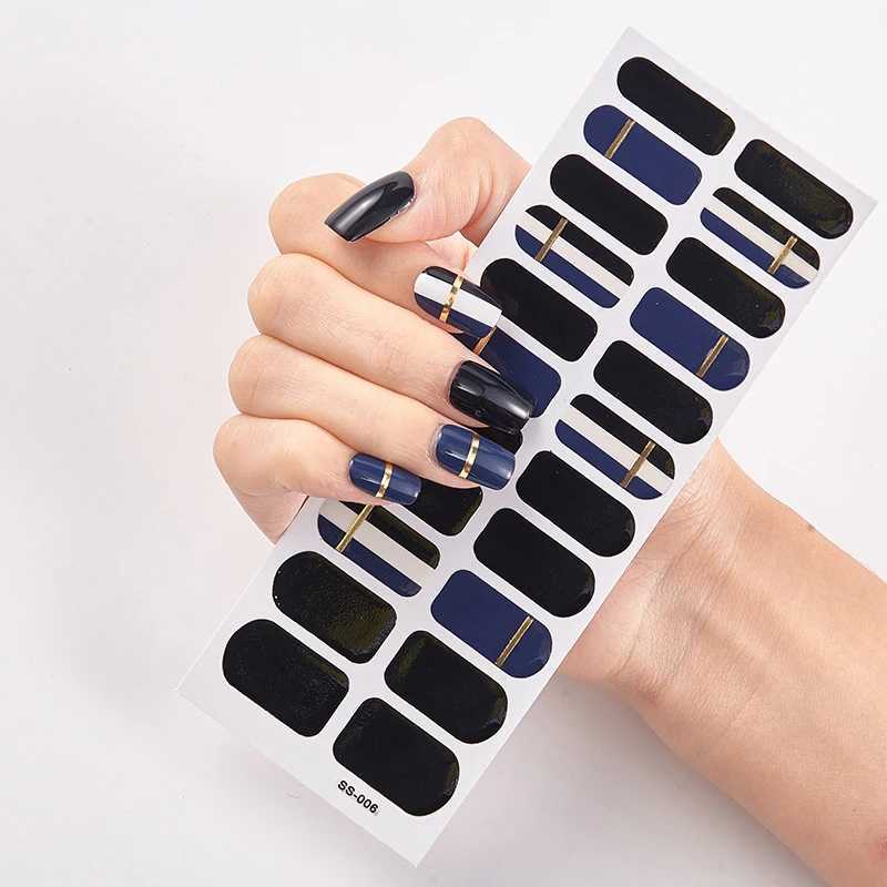 Blue Nail Art Adhesive Full Cover Sticker Manicure Shiny Sequins Nail Polish Strips Wraps Self Adhesive Accessories DecorationsXJ240814