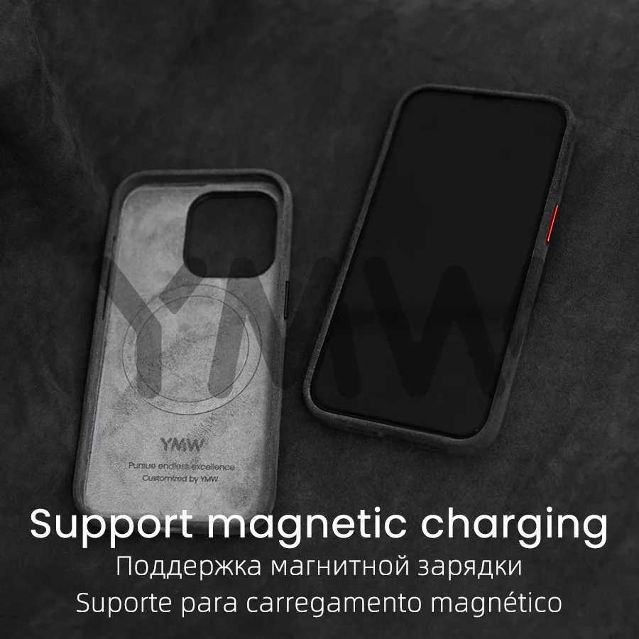 Magnetic ALCANTARA Case for iPhone 15 Pro Max 14 13 12 mini Luxury Artificial Leather Supercar Suede Phone Cases Cover CL240814
