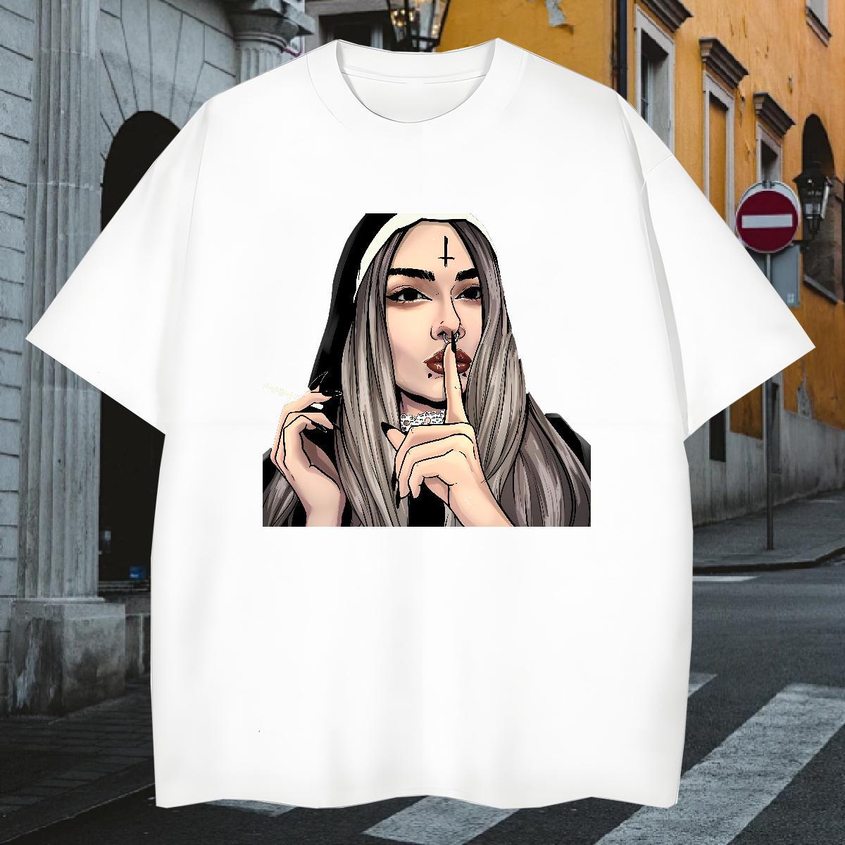 T-Shirts for Men 100% Cotton 230g nun Street Casual Round Neck Short Sleeve Oversized 3XL 4XL Couples T Shirts 2024 High Quality Tee Shirt