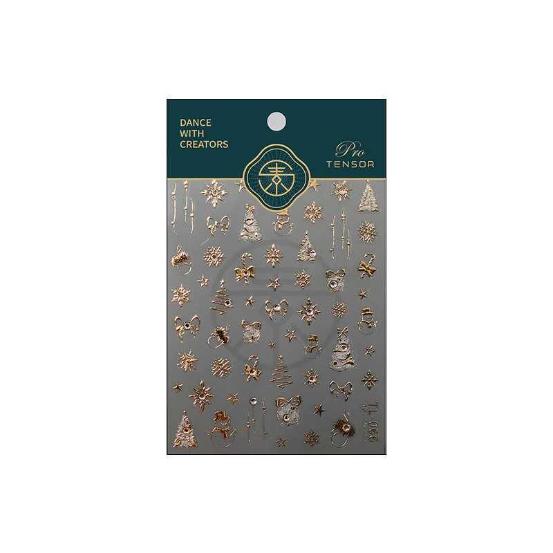 1Sheet Shiny Gold Laser 3D Christmas Bow Nail Art Sticker Relief Back Adhesive Nail Art Sticker DIY Manicure Decortions SlidersXJ240814