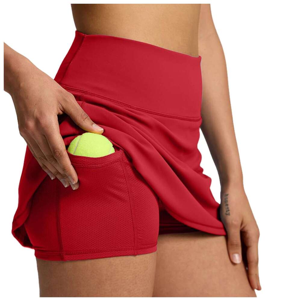 Skirts Women Summer Above Knee Double-Layer Shorts Dress Quick Drying Yoga Sports Leggings Fiess Skort