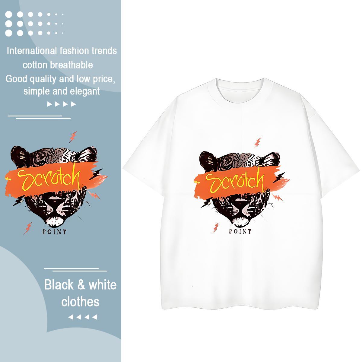 Unisex Man T Shirts leopard O-Neck Short Sleeve Hip Hop Customized 230g Pure Cotton Men Tshirts 2024 DIY Tops Tees