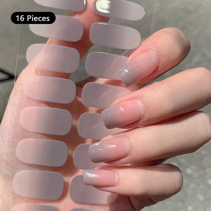 12/14/16Tip Baking-free Nail Sticker Nail Art Stickers Self-Adhesive Simple Full Nail Wraps DIY Nail Art MakingXJ240814