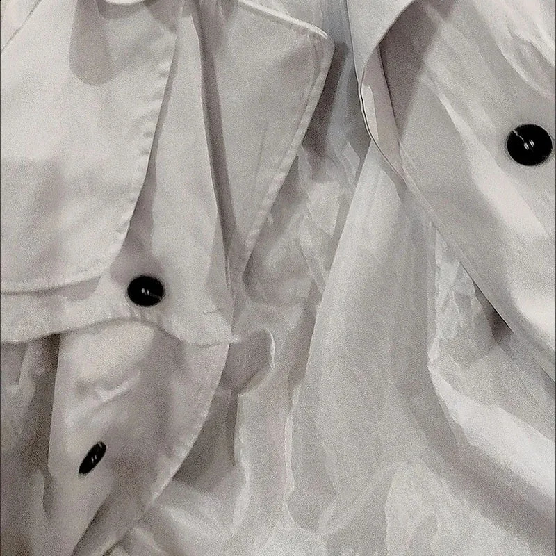 Casual double breasted mid length trench jacket Korean loose brushed Abrigos Gabardina womens windproof spring chic 240814