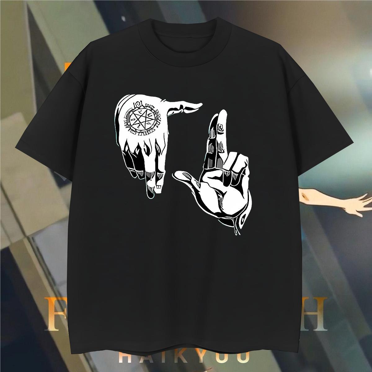 Man T Shirts 230g 100% Cotton hands Summer Casual Breathable Crew Neck Skull Men Clothes T-Shirt New Arrival Soft Tops