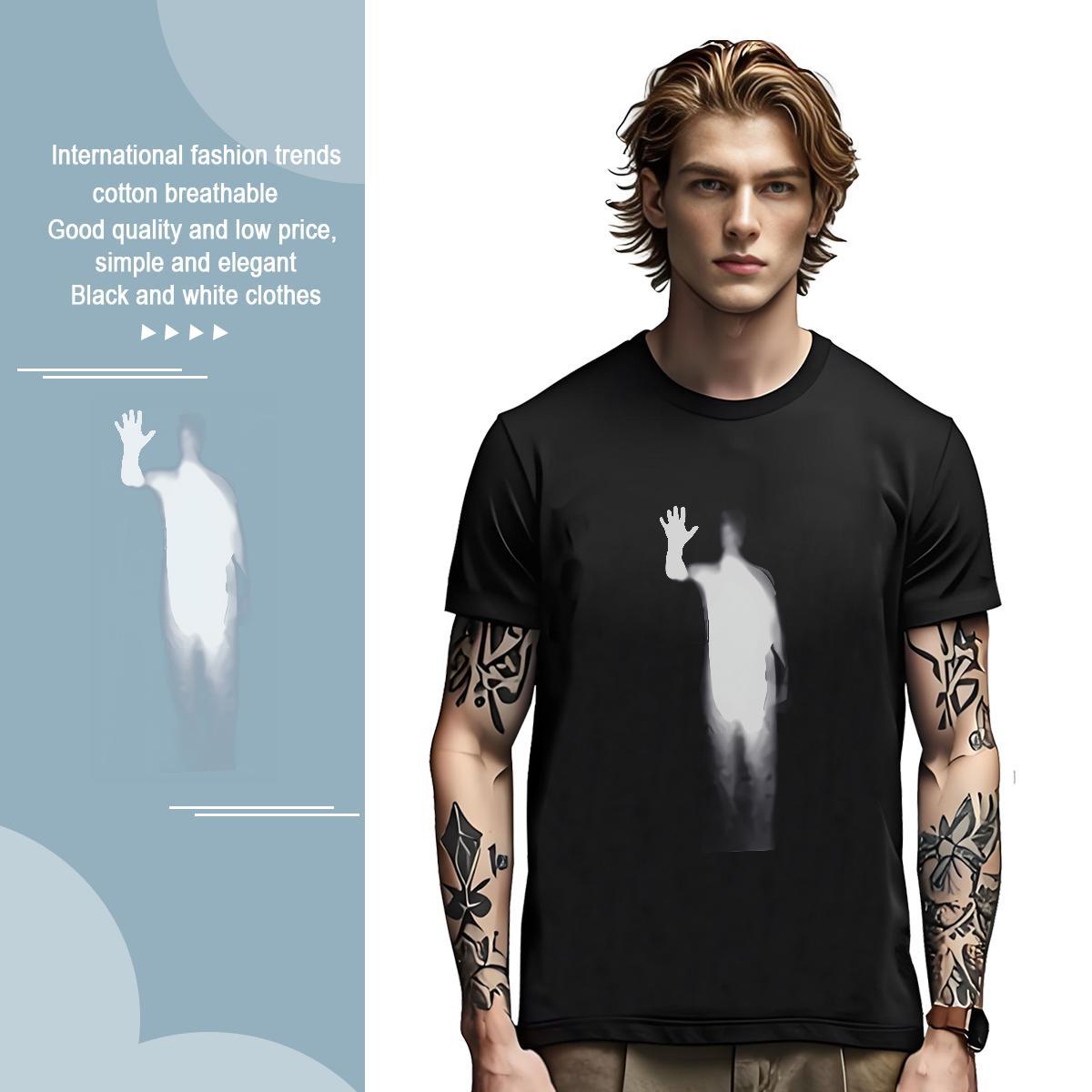 T shirt 230g Pure Cotton Lines Street Short Sleeve O-Neck Plus Size Custom Tshirts 2024 Summer Soft Tops