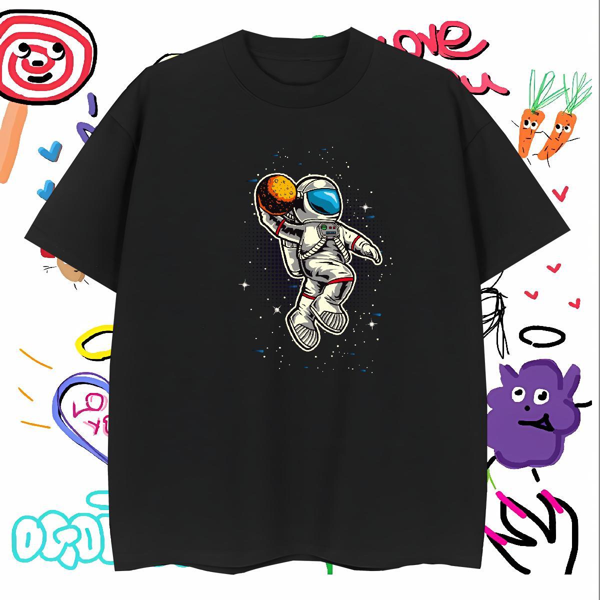 Mens T Shirts 230g 100% Cotton universe Street wear Hip Hop Breathable Soft Custom Printing Men Tops Tees Casual New Loose Fit Tee Shirt