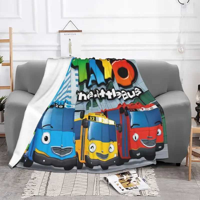 Tayo The Little Bus Blanket anime cartoon cute for kids Fleece Throw Blankets Bedding Couch Personalised Soft Warm Bedspread Y240815
