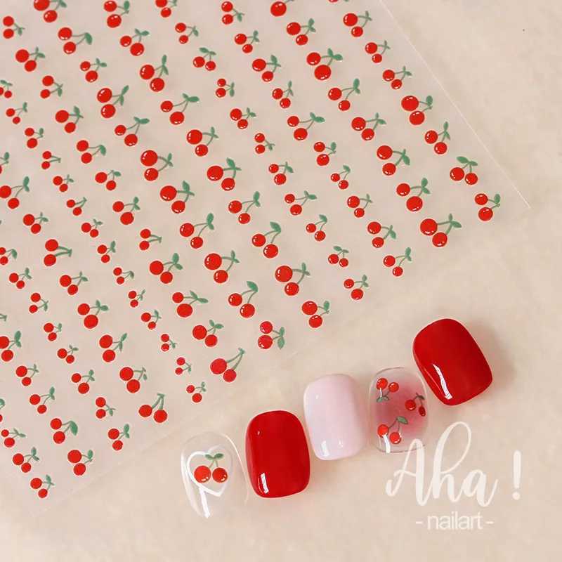 Summer Nail Art Stickers Cherry Fruit Lemon Decals Self Adhesive DIY Decals Nail Art Decoration Slider Manicure AccessoriesXJ240814