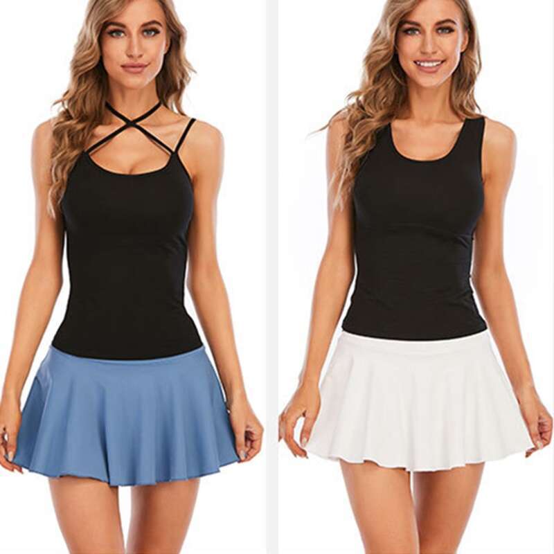 Hide Cloud Pocket Tennis Skirts Women Sports Golf Pleated Skirt Candy Color Fiess Shorts High Waist Quick Dry Running Skort