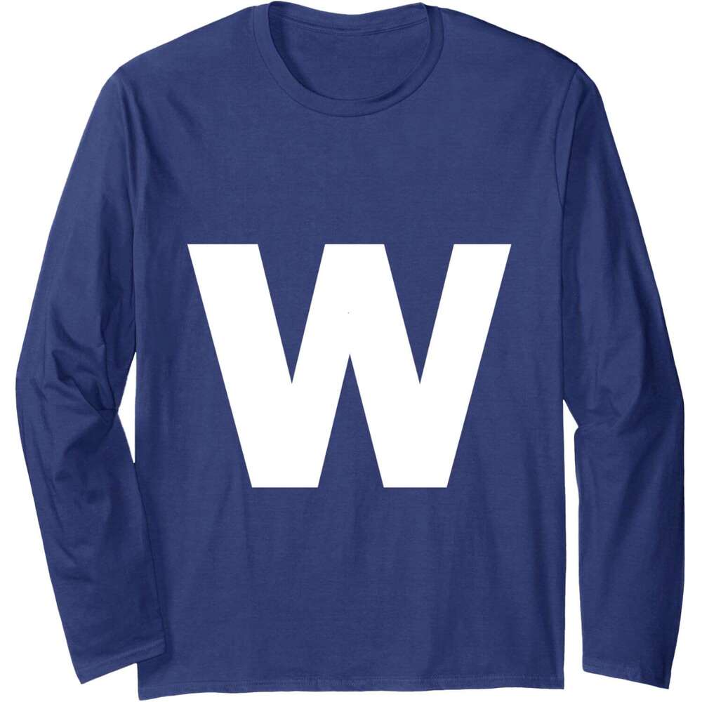 Long Sleeve Shirts for Men sweatshirt Letter W Capital Alphabet Monogram Initial Long Sleeve Tee Streetwear Casual tops clothes
