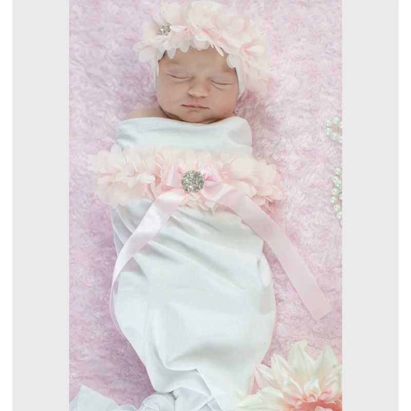 0-2Month Baby Photo Clothes Bowknot Sleeping Bag Beanie Hat Newborn Photography Costume Set Infant Photoshooting Outfit Y240814