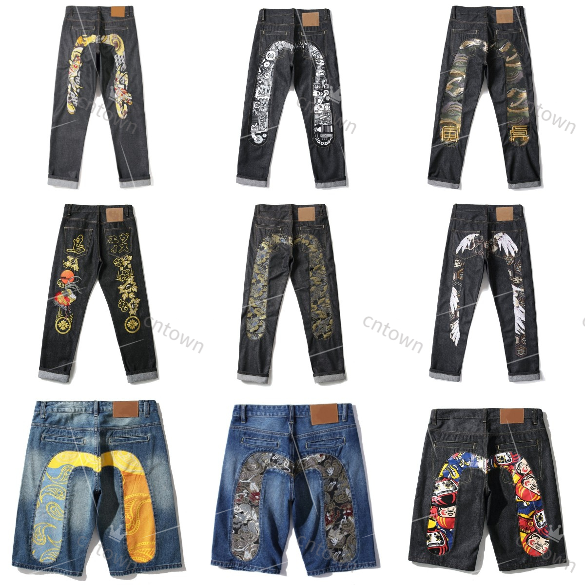 Designer Mens Jeans M-Cattle Shaped Embroidery Cattle Raising Trend Blessing God Osaka Five Tigers Retro Denim Jeans For Mens High Street Hip Hop