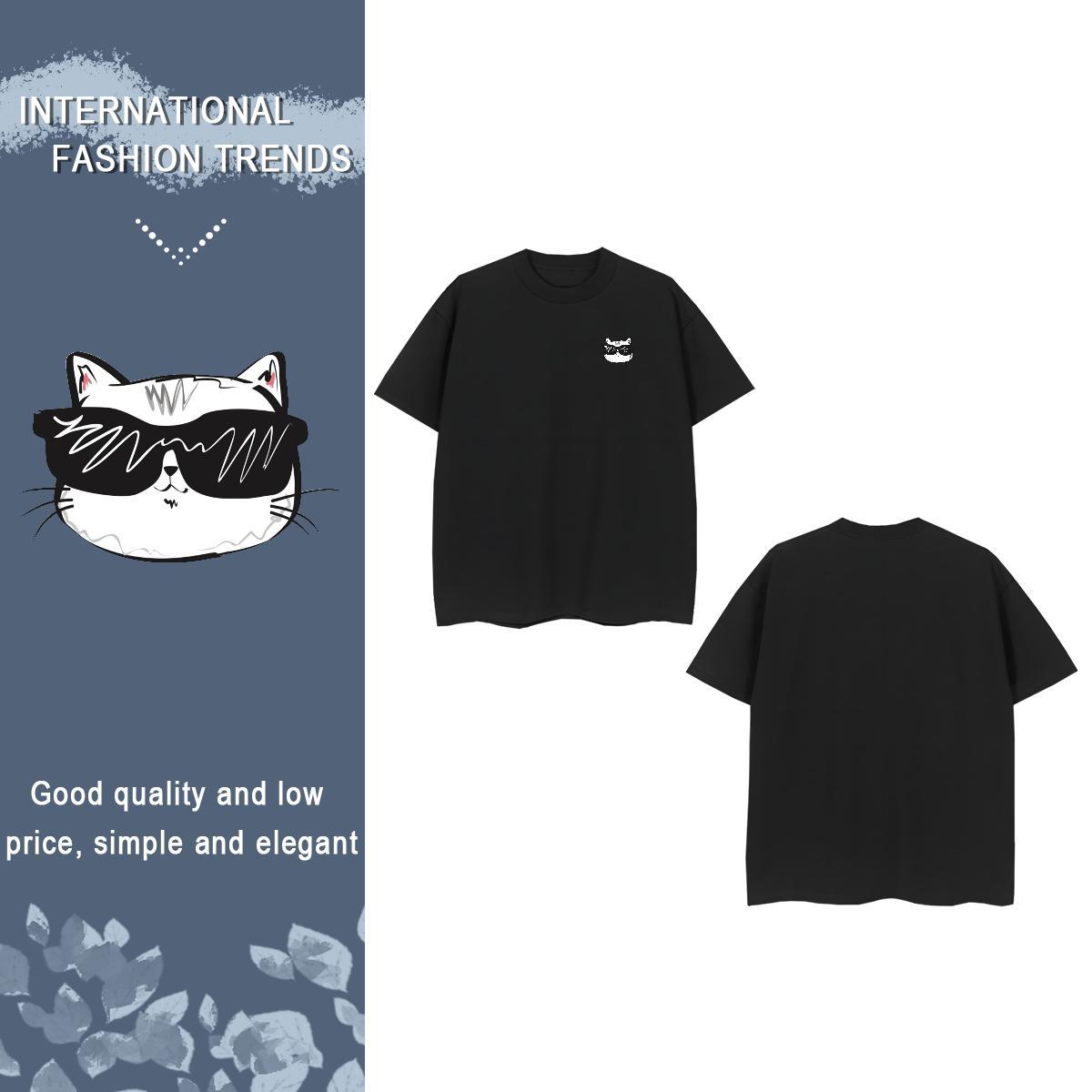 Unisex cat T-Shirts Daily Outfit Couples T Shirts 230g Pure Cotton Factory Direct Breathable Short Sleeve Customized Tees Shirts