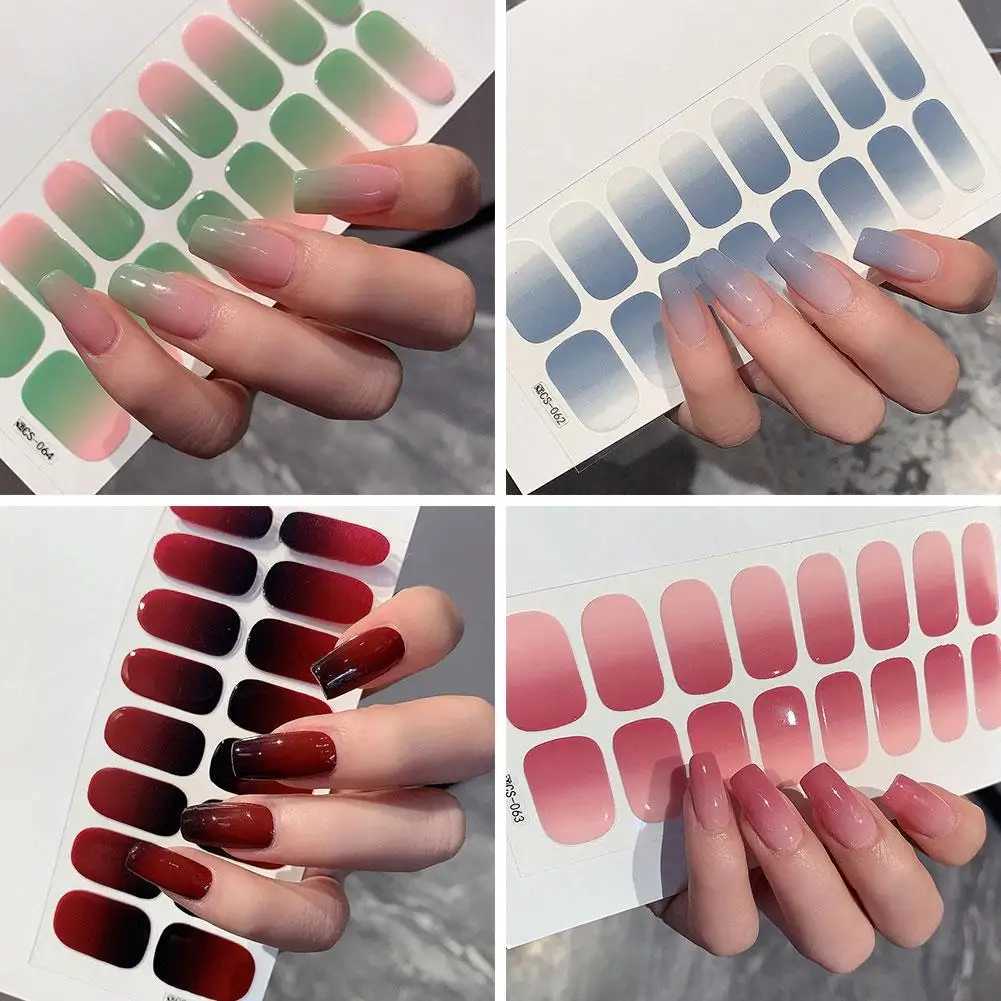 Semi-cured Gel Nail Stickers Solid Color Nail Semi-baked Decals UV Full Lamp Paste Tips Need Nail I4W6XJ240814