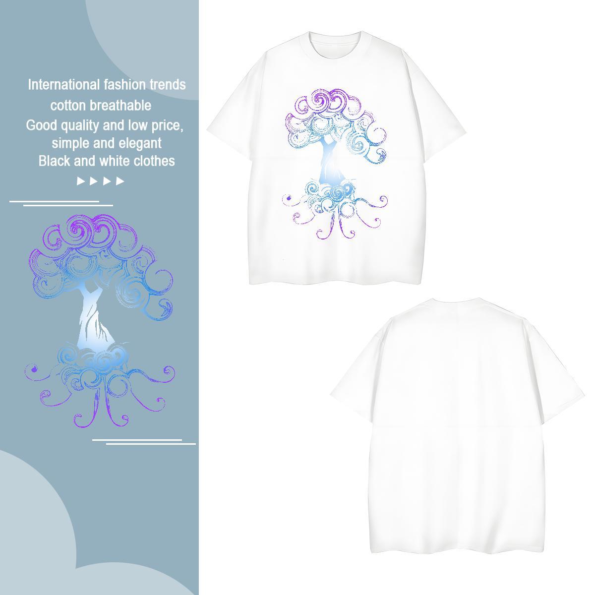 T-Shirts 230g Cotton tree Outdoor Crew Neck White Plus Size Men Tshirts 2024 Designer Soft Tops Shirt