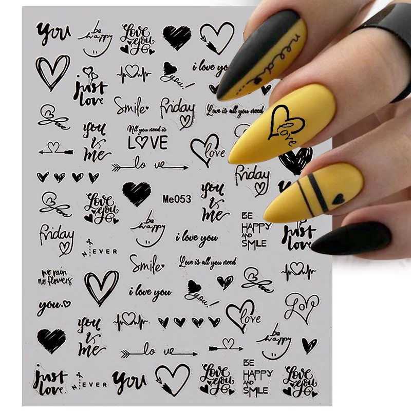 1PCS 3D Laser Heart Letter Nail Sticker Nail Art Decoration Flower Star Nail Accessories Decal Stickers Nail Supplies Nail PartsXJ240814