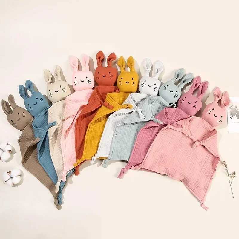 Baby Cotton Muslin Comforter Blanket Soft Newborn Sleeping Dolls Cute Cat Kids Sleep Toy Soothe Appease Towel Bibs Saliva Towel Y240815