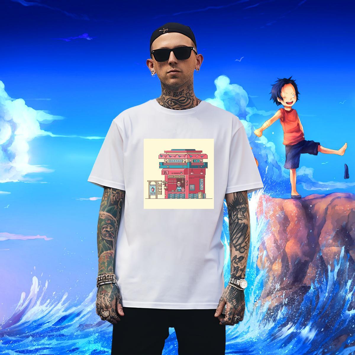 Unisex Tshirts Beach 230g 100% Cotton Custom Cartoon Short Sleeve Soft robot T-Shirts Fashion Design Clothings
