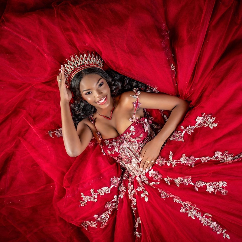 Red Quinceanera Dress Ball Gown Off The Shoulder Applique Lace Beading Crystals Tull Corset Sweet 16 Vestido De 15 Anos