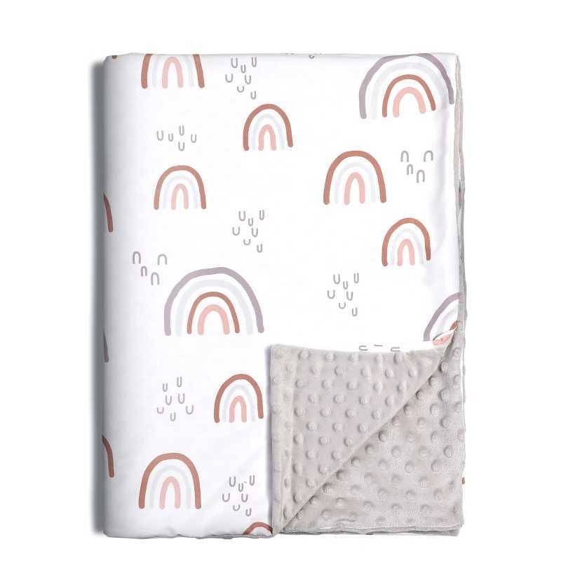 Baby cotton thin ultra soft flange velvet blanket newborn baby blanket striped cotton bag bed cover bubble 100x76cmW240810