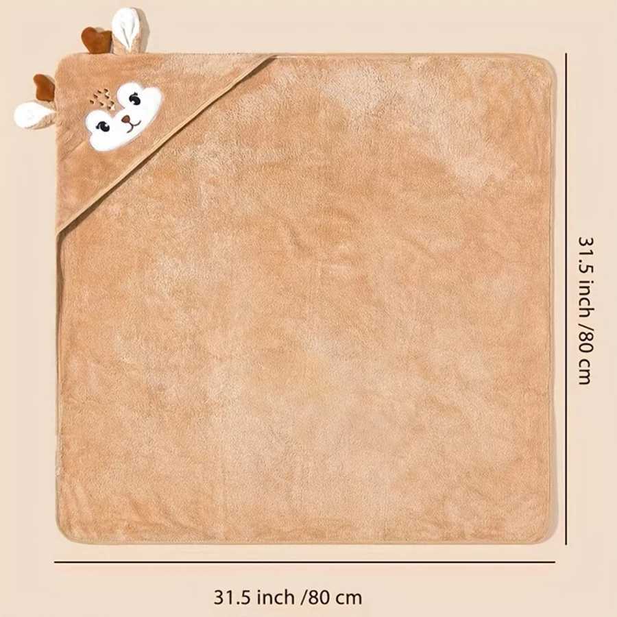 1 pack cartoon animal baby swaddling blanket goes out to a stroller blanket wrapped in a polyester hooded bathrobe Y240815