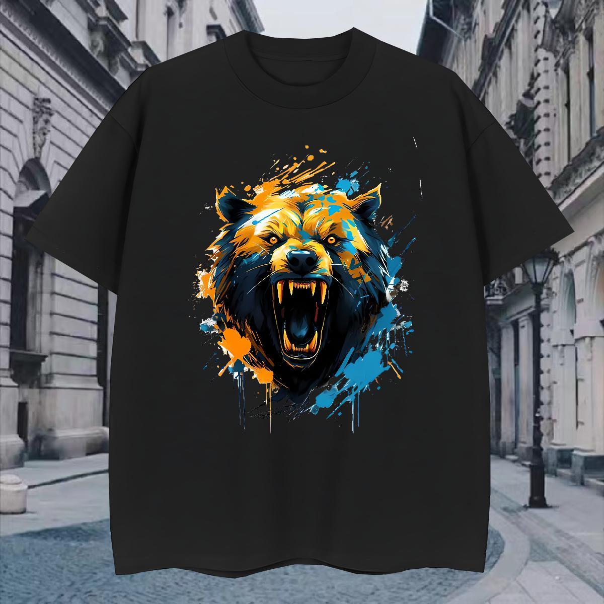 Classic T-Shirts wolf O-Neck Short Sleeve Street Casual Custom Anime 230g Pure Cotton Men Clothes T-Shirt 2024 Tees Shirts