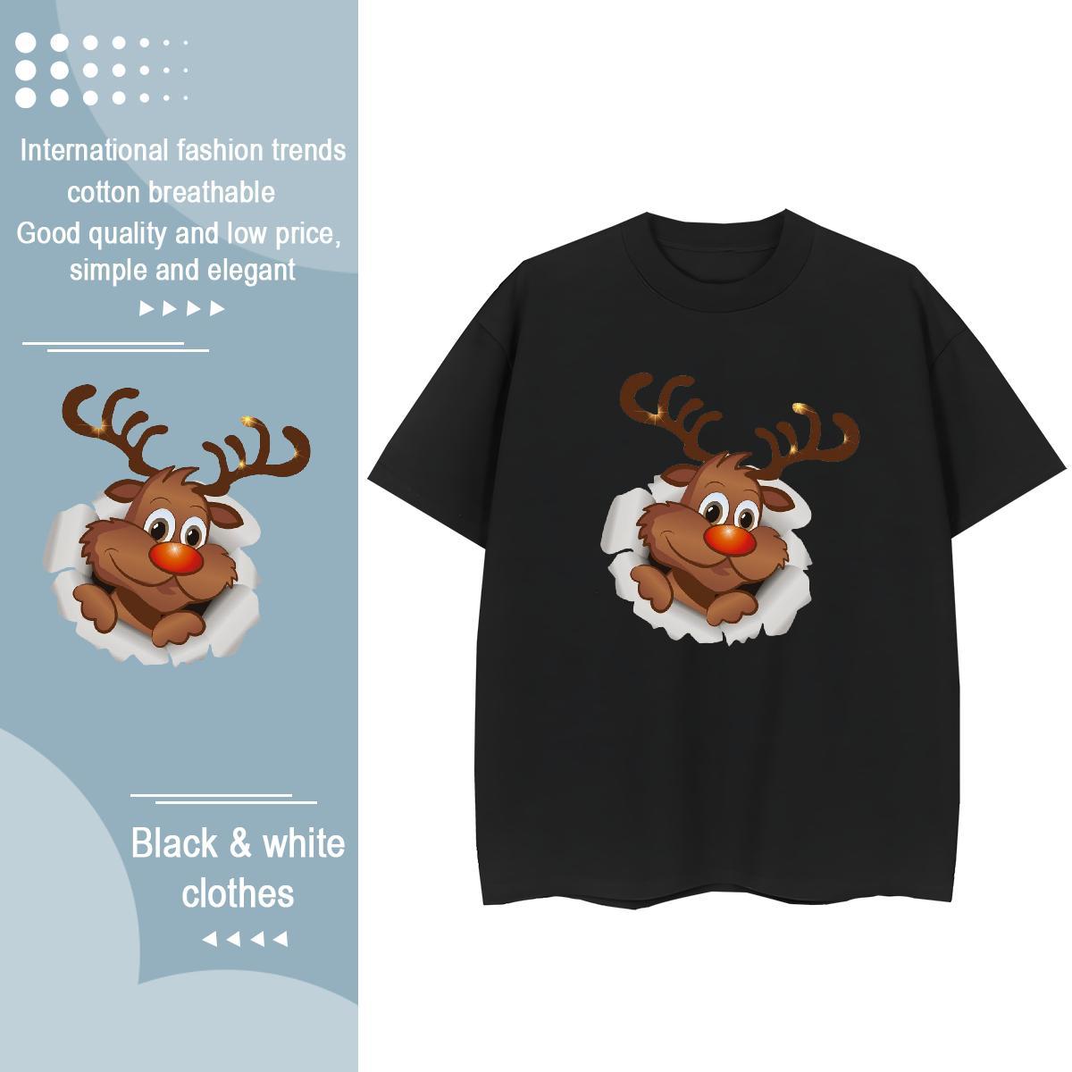 Soft T Shirts Men Christmas Breathable Short Sleeve Outdoor Floral Print 230g Cotton Men Tees Customized Clothings