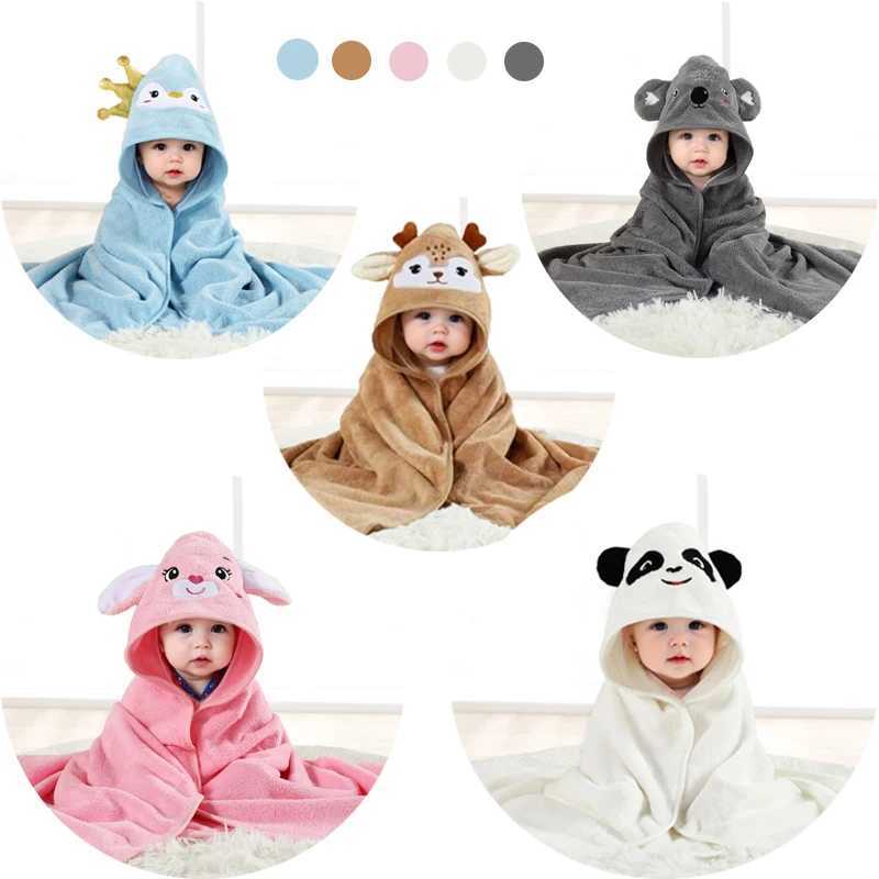 1 pack cartoon animal baby swaddling blanket goes out to a stroller blanket wrapped in a polyester hooded bathrobe Y240815