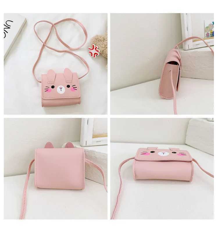 Cute cartoon childrens shoulder bag Pu leather boy childrens square cross bag Cute baby girl rabbit coin wallet handbag W240813
