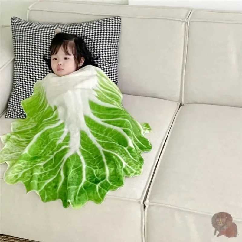 Baby Cabbage Blanket Funny Cabbage Soft Warm Flannel Blanket Leisure Throw Blankets Bed Quilt Vegetables Print Blankets for Kids Y240815