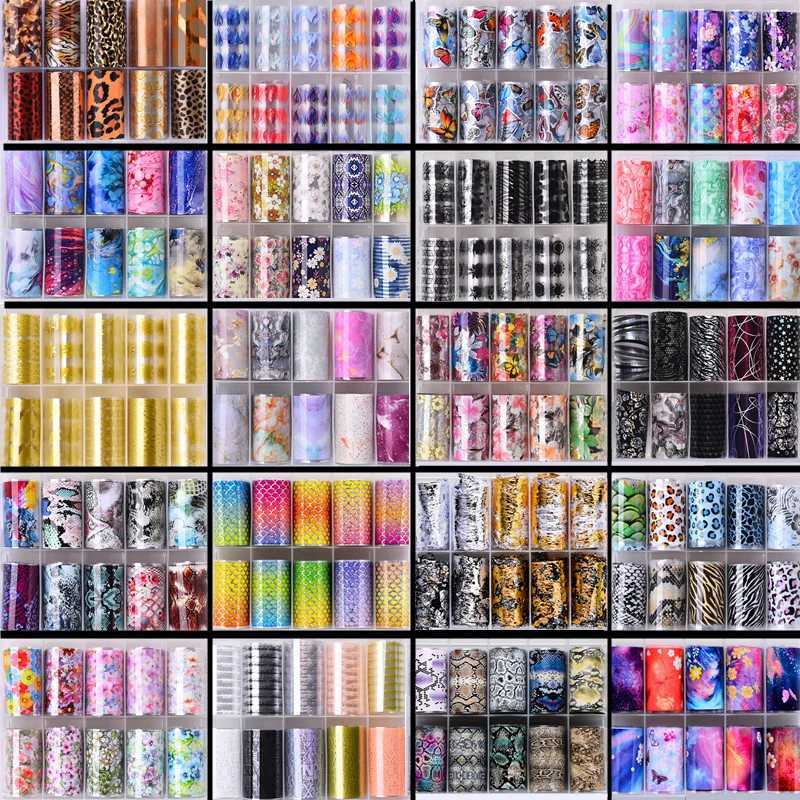 100 Patterns Animal Nail Foils for Transfer Paper Stickers Sliders Adhesive Nails Wraps DIY Water Marble Nail Art DecorationsXJ240814