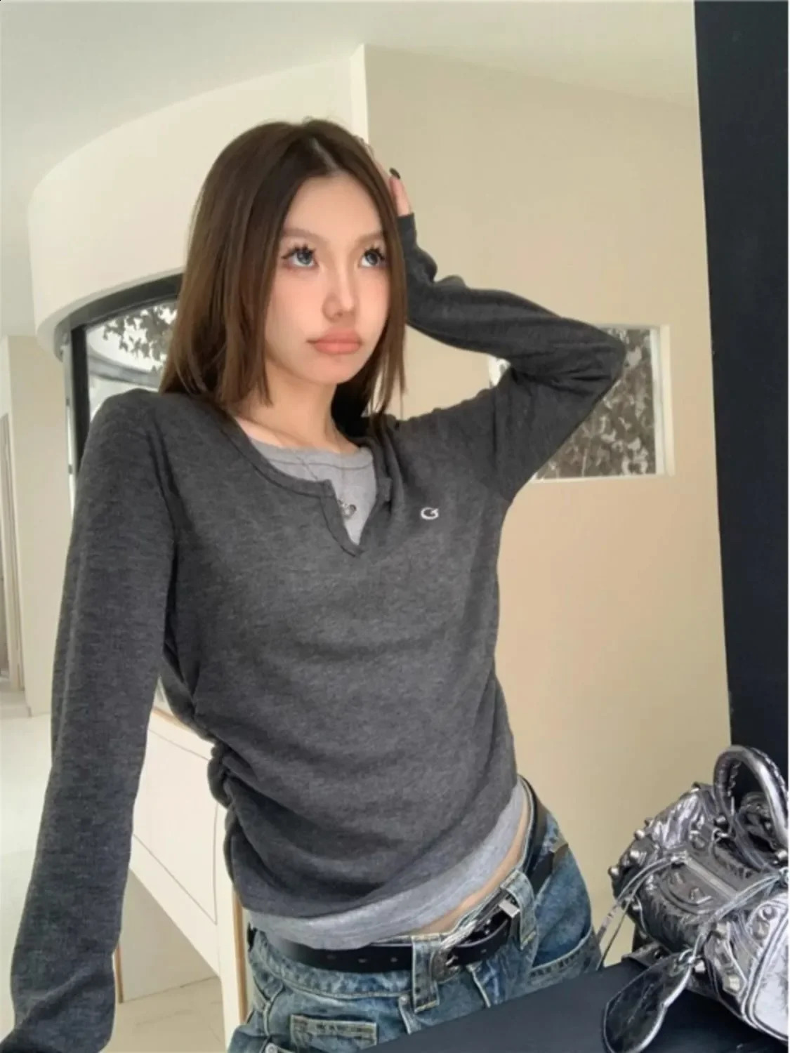 Long sleeved Tshirts womens full match fashion hippie temperature Oneck High Street Korean Harajuku Tops Autumn College 240814