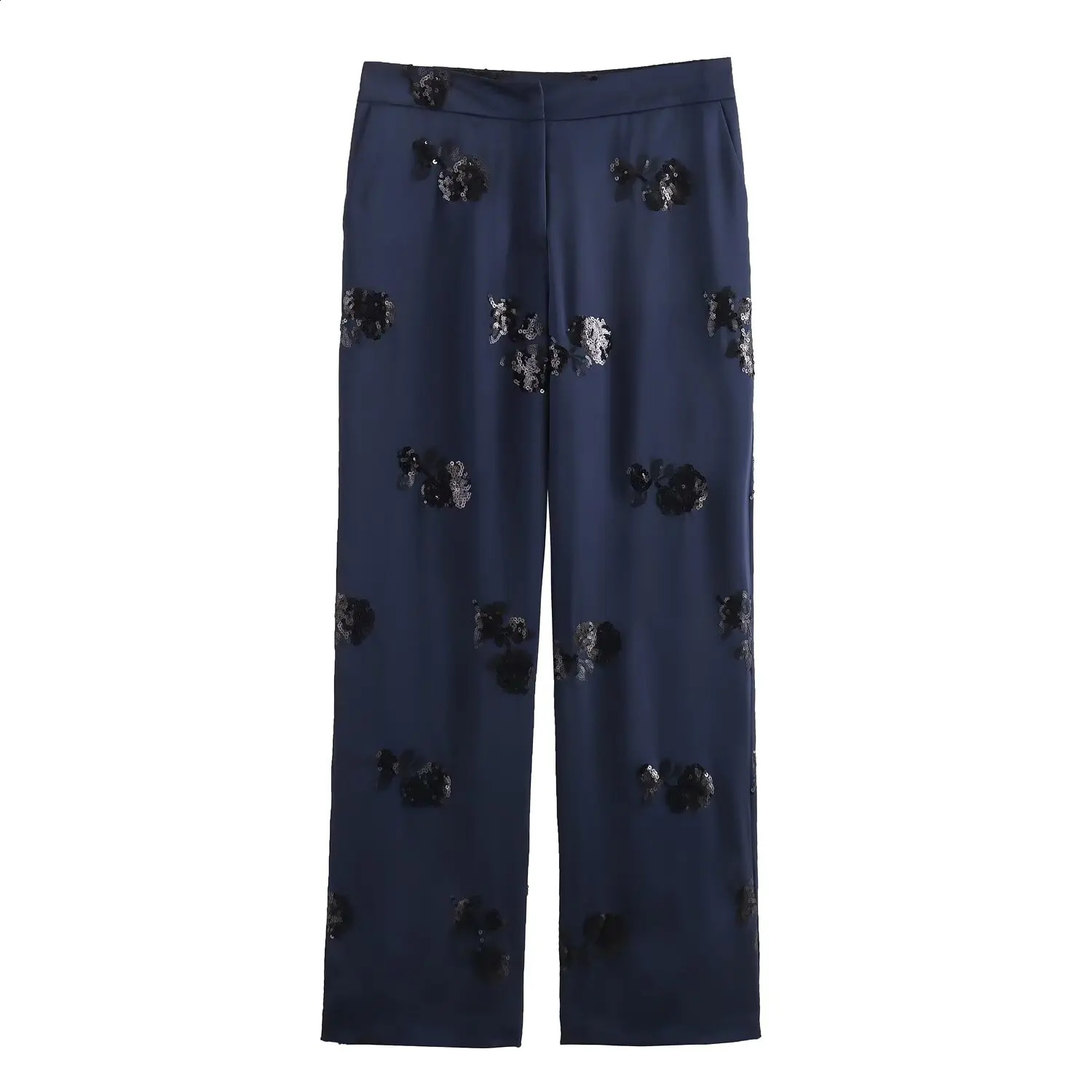 Womens Jacket and Kimono Tie Up Long Sleeved Top Satin Sequin Fashionable Temperament Straight Leg Pants Set 240821