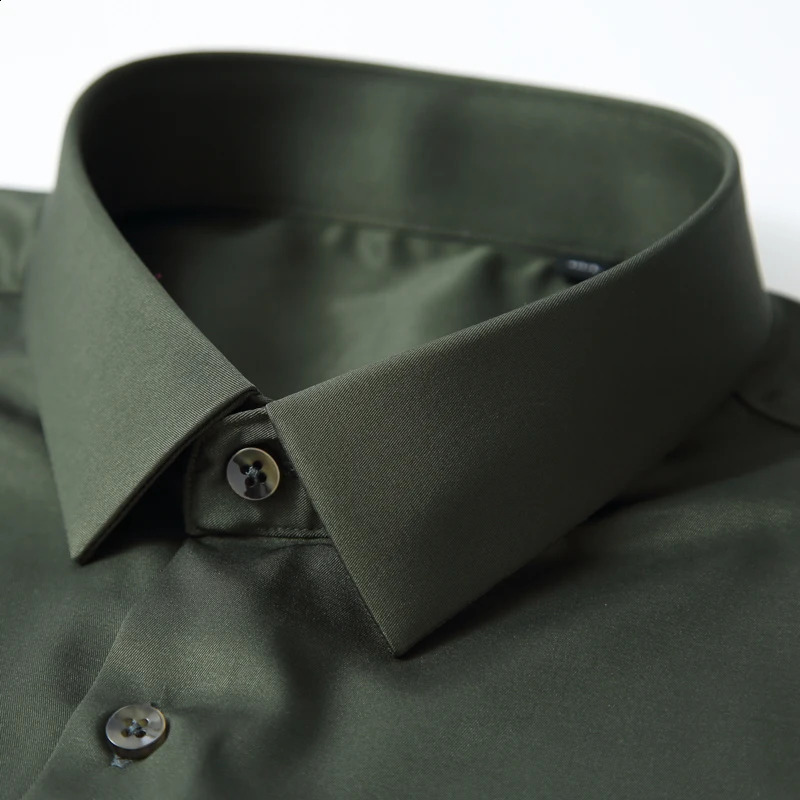 Mens Touch Long Sleeve Non-iron Dress Shirt Without Pocket Stretchy Silky Regular Fit Wrinkle Free Business Casual Shirts 240814
