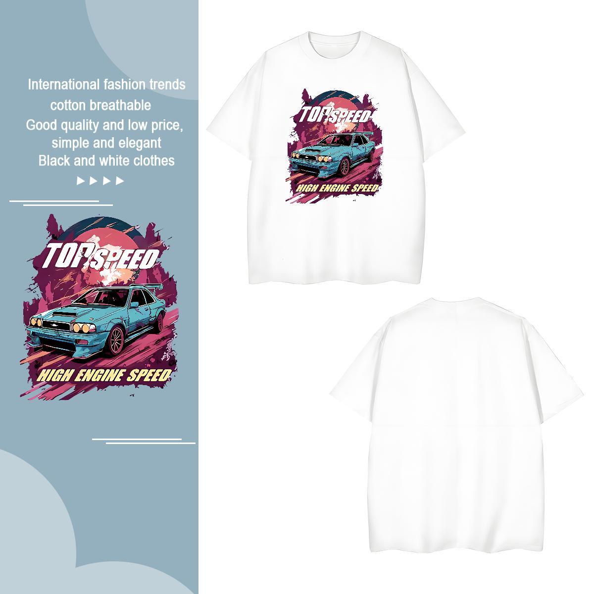 Soft car T-Shirts for Men Daily Outfit Couples T Shirts 230g Pure Cotton Designer Fashion Breathable Short Sleeve Asian Size Clothings