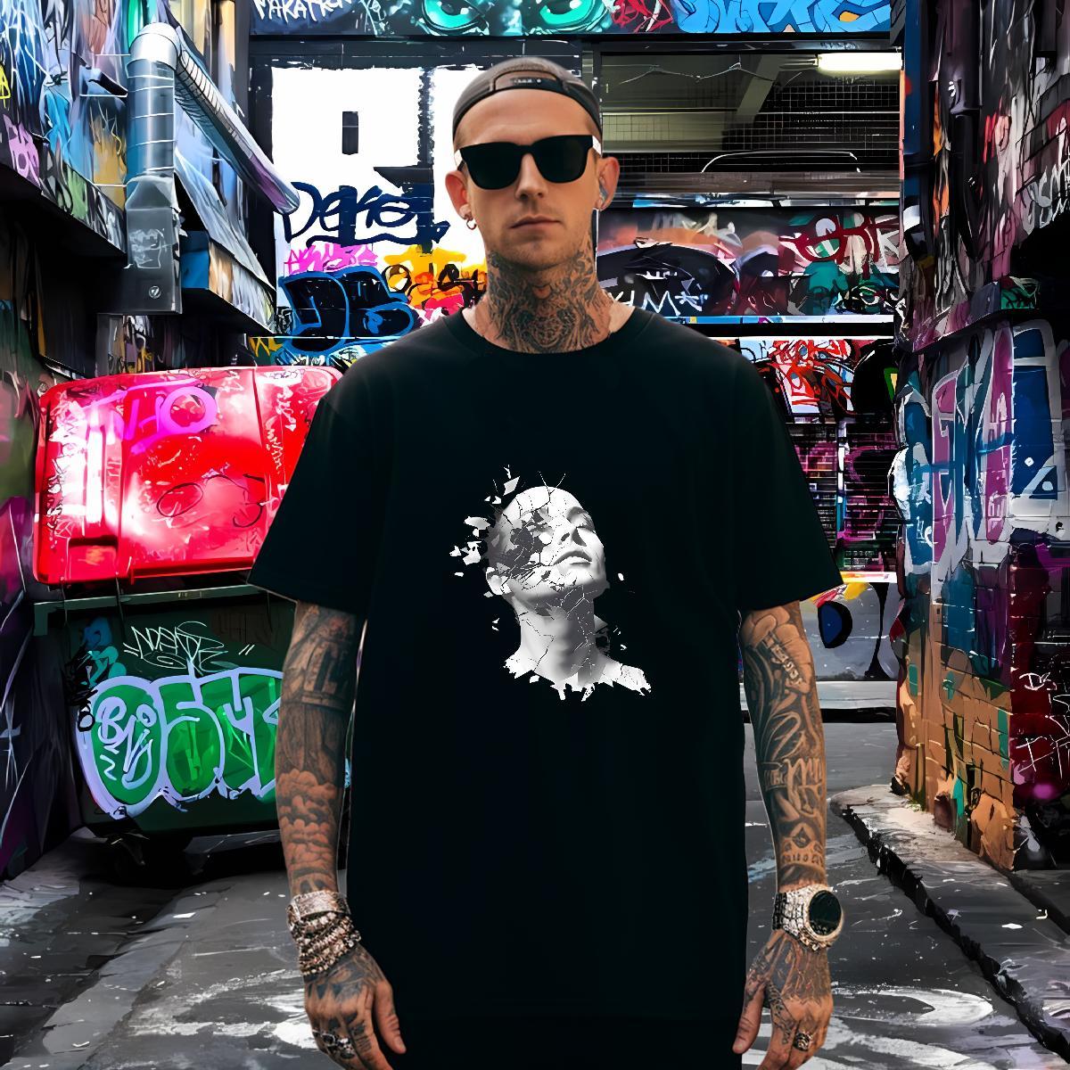 T-Shirts for Men 230g Cotton portrait Daily Wear Breathable Short Sleeve White Plus Size Couples T Shirts Brand Wholesale Tees Shirts