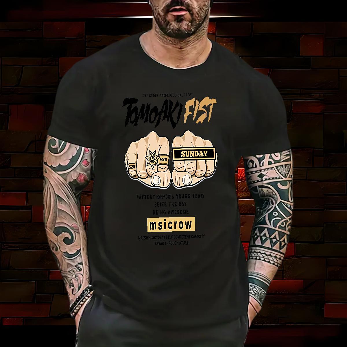 T Shirt For Man 230g 100% Cotton hands Street Crew Neck Breathable Oversized Men Tops Tees Fashion New Classic Clothings