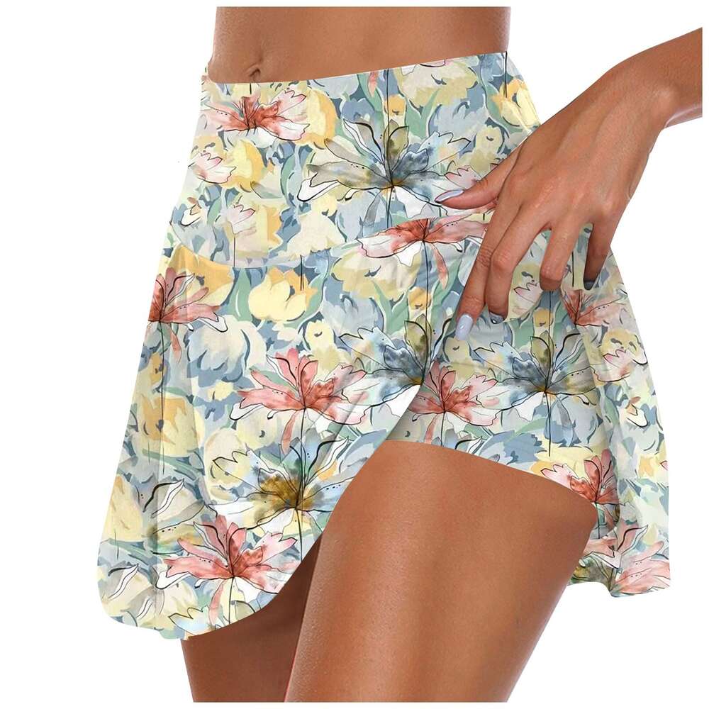 Athletic Women'S Stretchy Pleated Tennis Skirts Run Yoga Inner Shorts Elastic Sports Golf Skorts Vestidos Para Ropa Mujer
