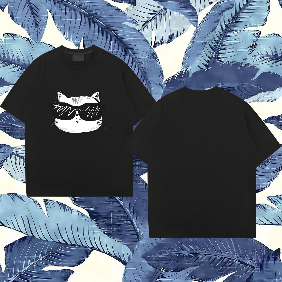 Soft Men T Shirts cat O Neck Short Sleeves Casual DIY Anime 230g Cotton Men Tshirts Customized Polos