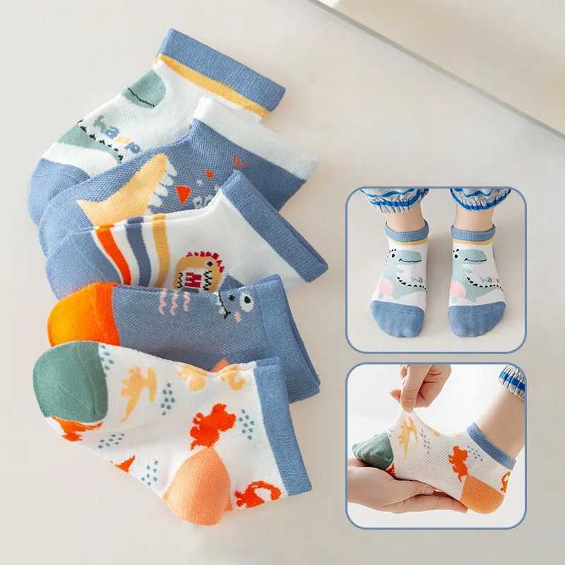 10 pairs of childrens socks thin cotton socks breathable short socks unisex style cute girl socks cartoon boy socks W240814