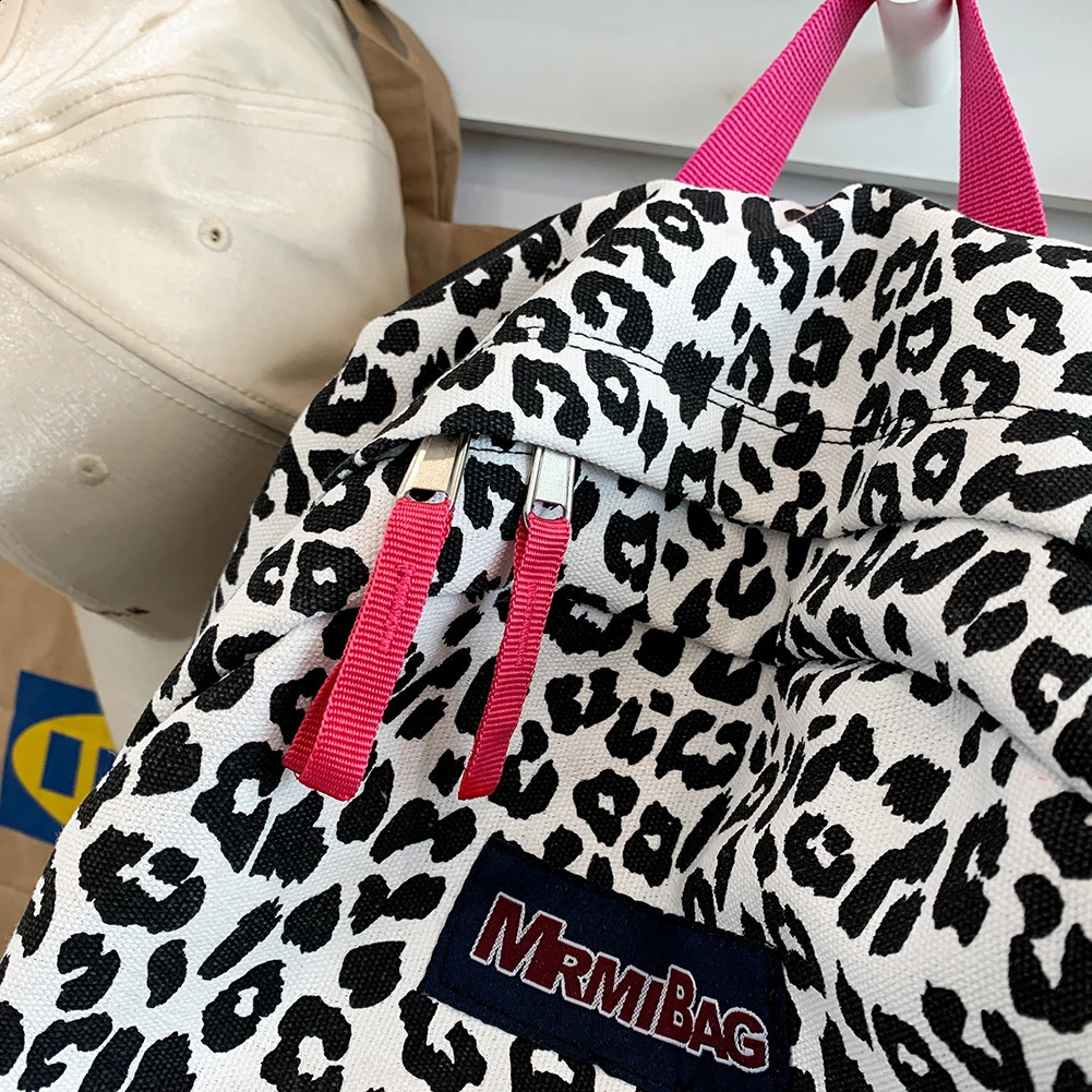 Preppy Style Canvas Zebra Cow Pattern Print Large Backpack Casual Women Handbags Students Korean Style Fashion Retro Bagpack 240813