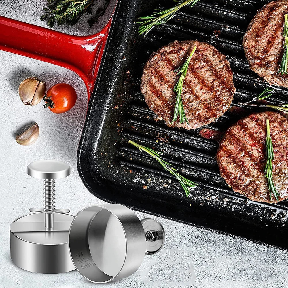 304 Stainless Steel Hamburger Press Burger Patty Maker Pork Beef Manual Mold for Grill Griddle Meat Kitchen Tools 240812