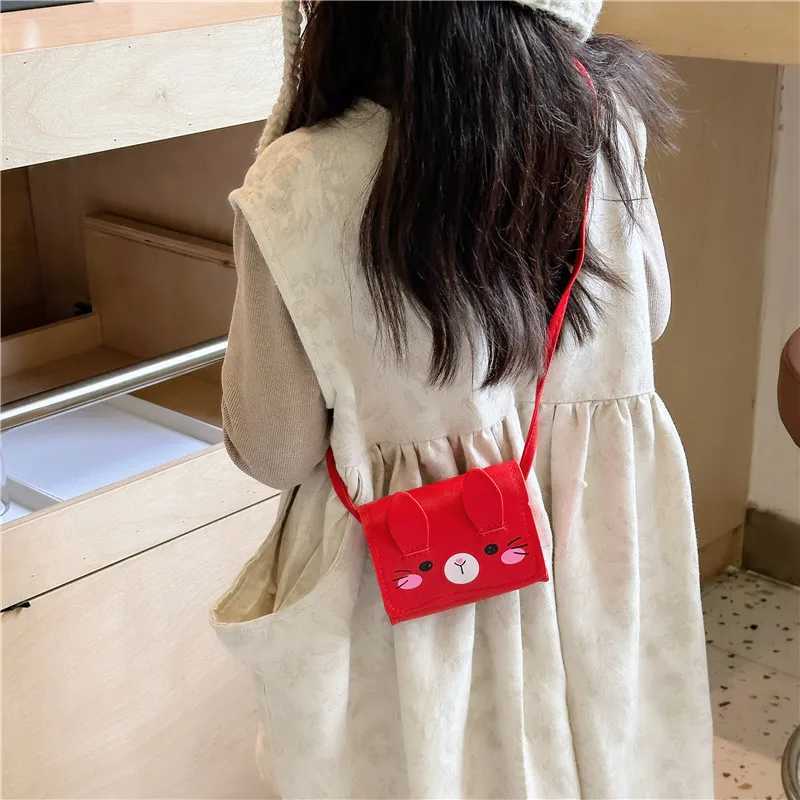 Cute cartoon childrens shoulder bag Pu leather boy childrens square cross bag Cute baby girl rabbit coin wallet handbag W240813