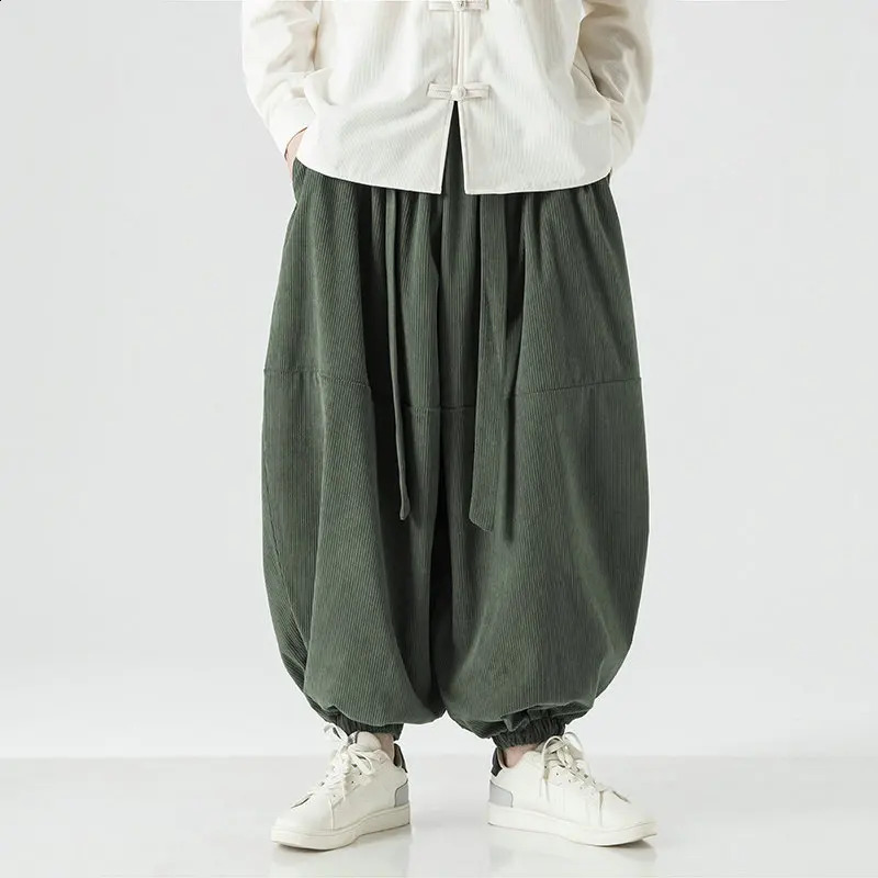 Streetwear Wide Leg Casual Pants Men Loose Fashion Jogging Sweatpants Solid Color Harem Pants Harajuku Streetwear Large Size 240814