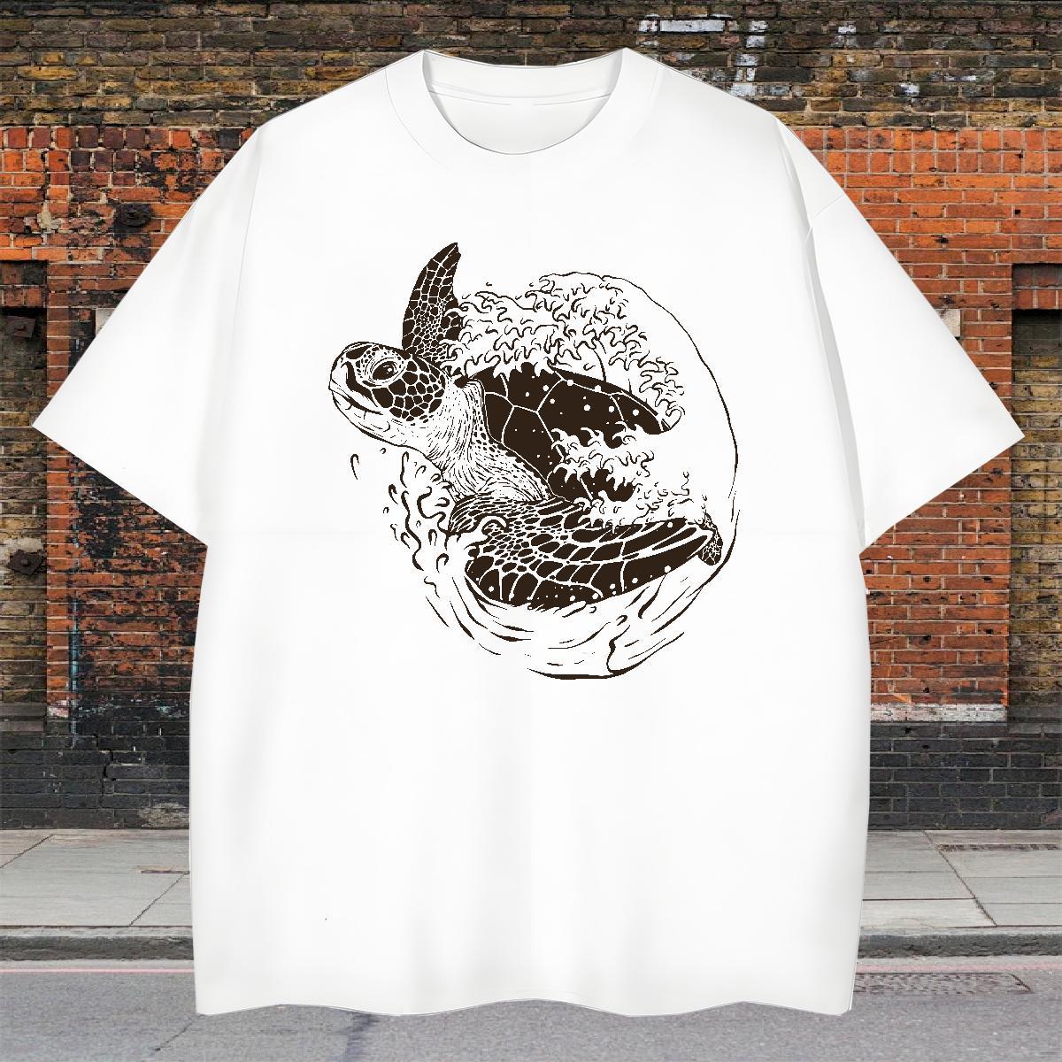 TOP Quality T shirt Crew Neck Breathable Daily Wear Cartoon Printing L-4XL 230g Cotton Men Tops Tees New Arrival Tees Shirts