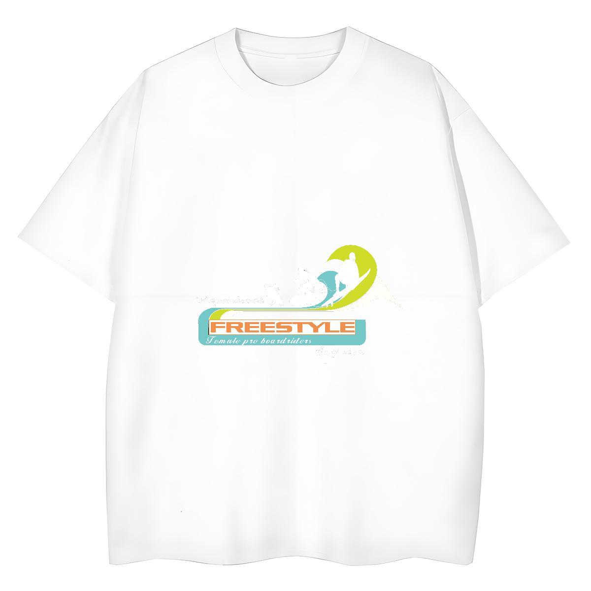 Comfortable Tshirt for Man Woman High Street Hip Hop 100% Cotton 230g Custom Print Oversized Breathable Crew Neck sea wave Man T Shirts Fashion Casual