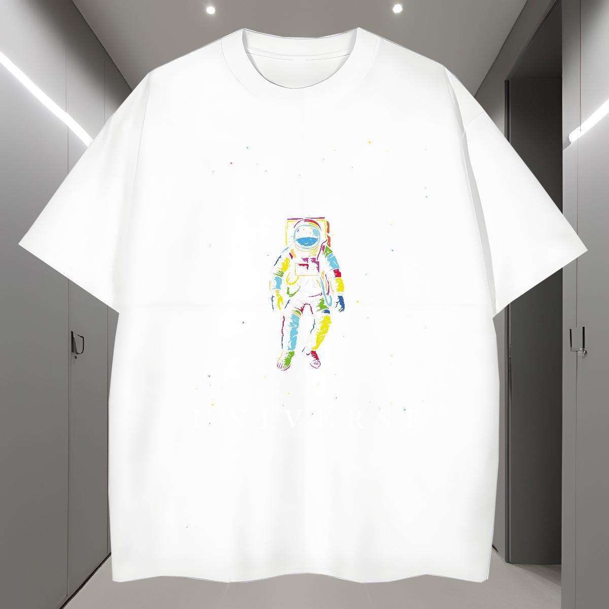 Man T Shirts 230g 100% Cotton cosmonaut Beach Round Neck Short Sleeve Oversized Men Tops Tees Fashion Brand Tshirts