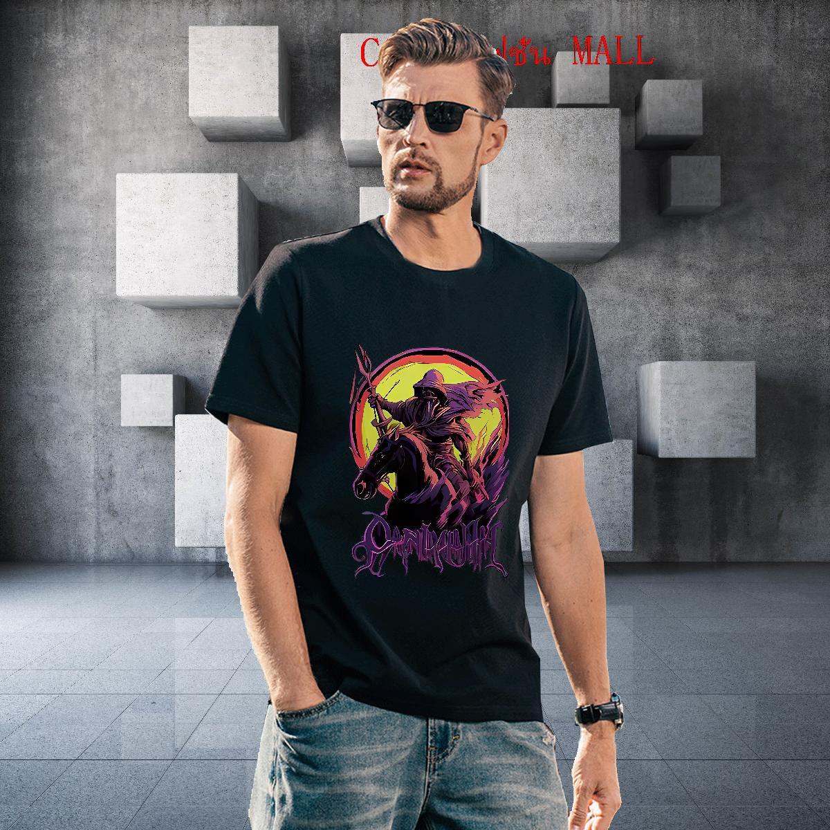 Loose Man T Shirts horse Pure Cotton Anime Printing Street Oversized 3XL 4XL 100% Cotton 230g Tshirts 2024 DIY Clothings