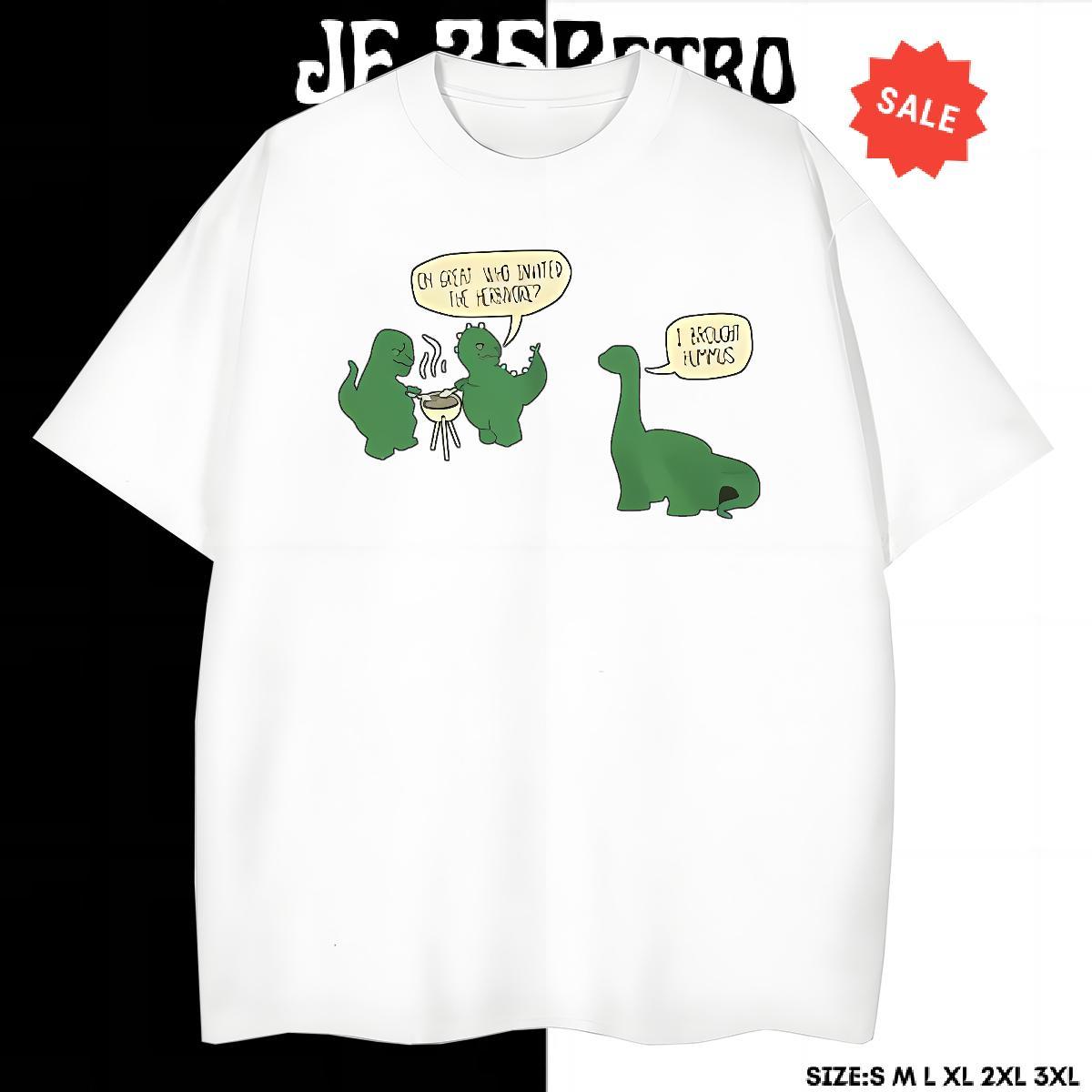 TOP Quality T-Shirts for Men dinosaur Short Sleeve O-Neck Hip Hop White Plus Size 230g Pure Cotton Tshirt for Man Woman Stylist Tee Shirt